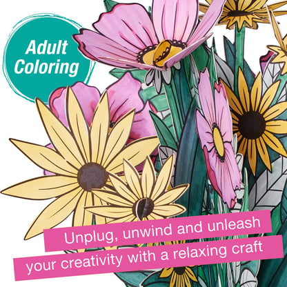 Pop Up Coloring Wildflower Bouquet - Adult Coloring Craft