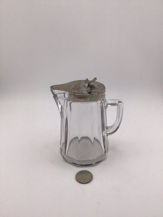 Vintage 1950s clear glass syrup pitcher