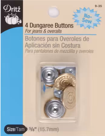 Button Dungaree Gilt - 5/8in