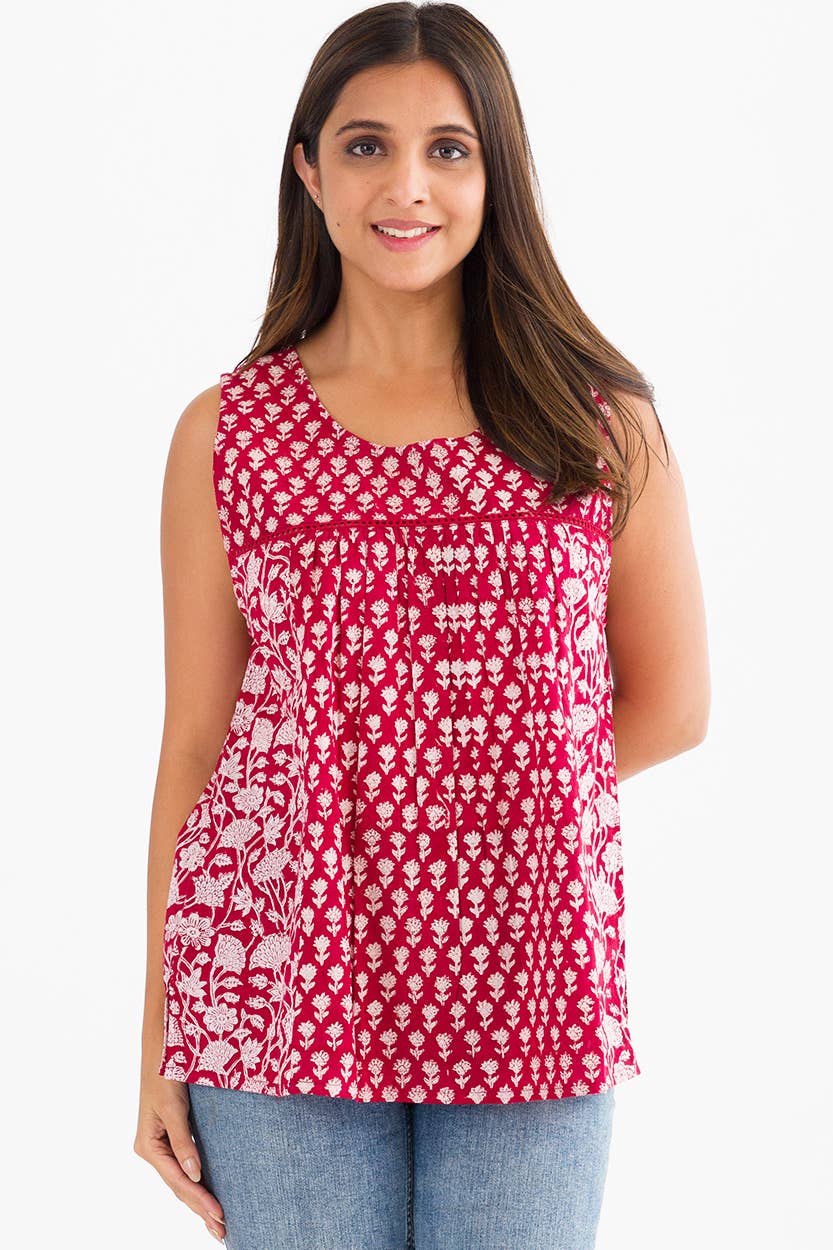 Pavitra Block Print Sleeveless Tops