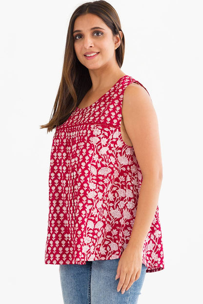 Pavitra Block Print Sleeveless Tops