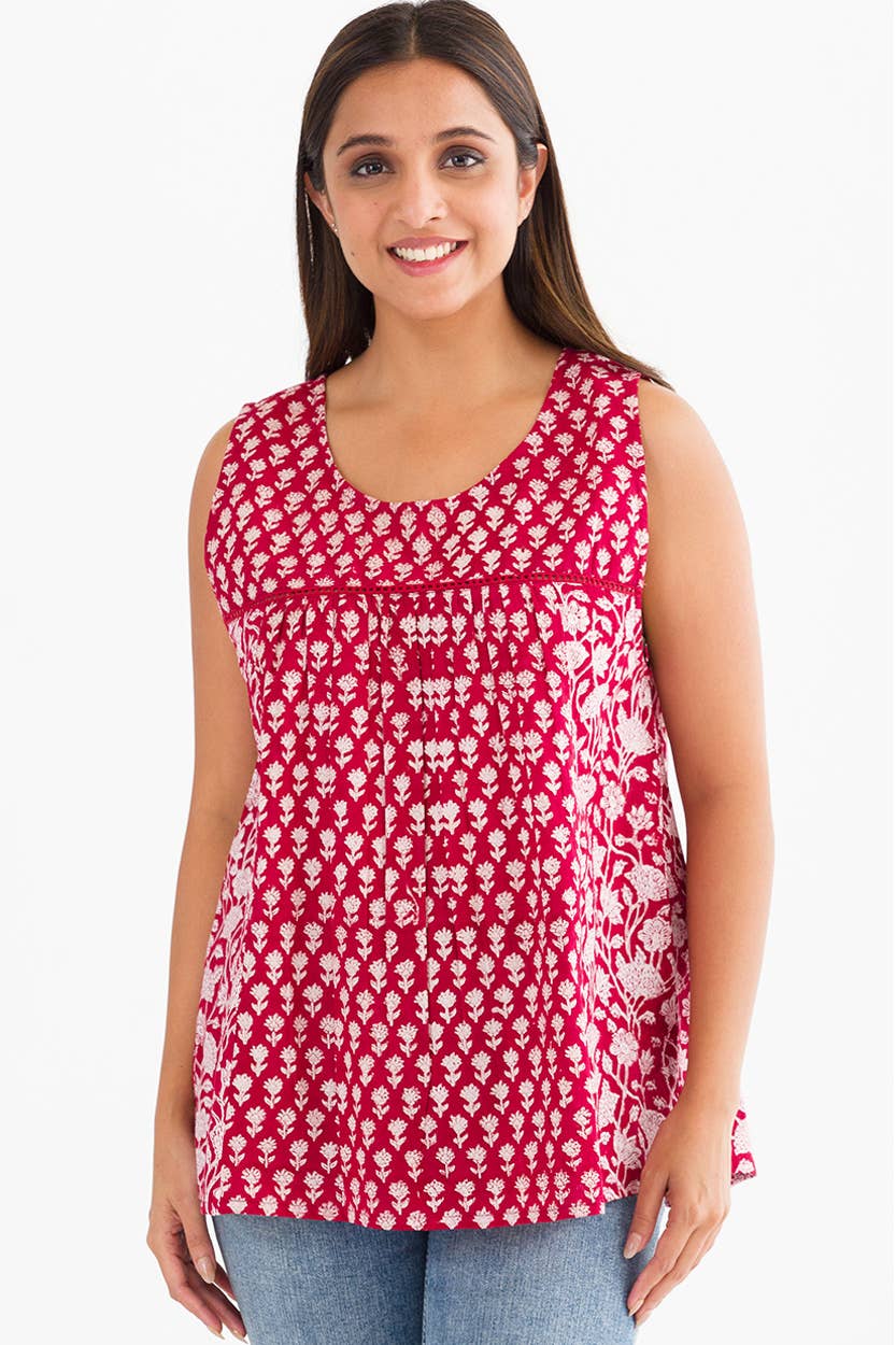 Pavitra Block Print Sleeveless Tops