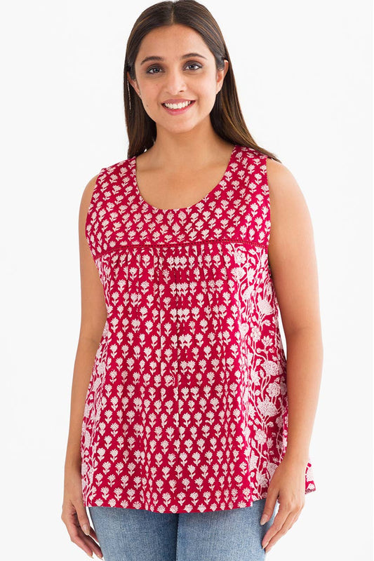 Pavitra Block Print Sleeveless Tops