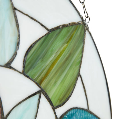 Geometric Floral Handcrafted Stained Glass Window Panel