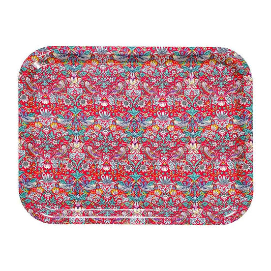 Liberty Fabric Tray- Strawberry Thief (Red)