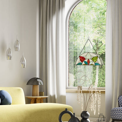 Geometric Floral Handcrafted Stained Glass Window Panel