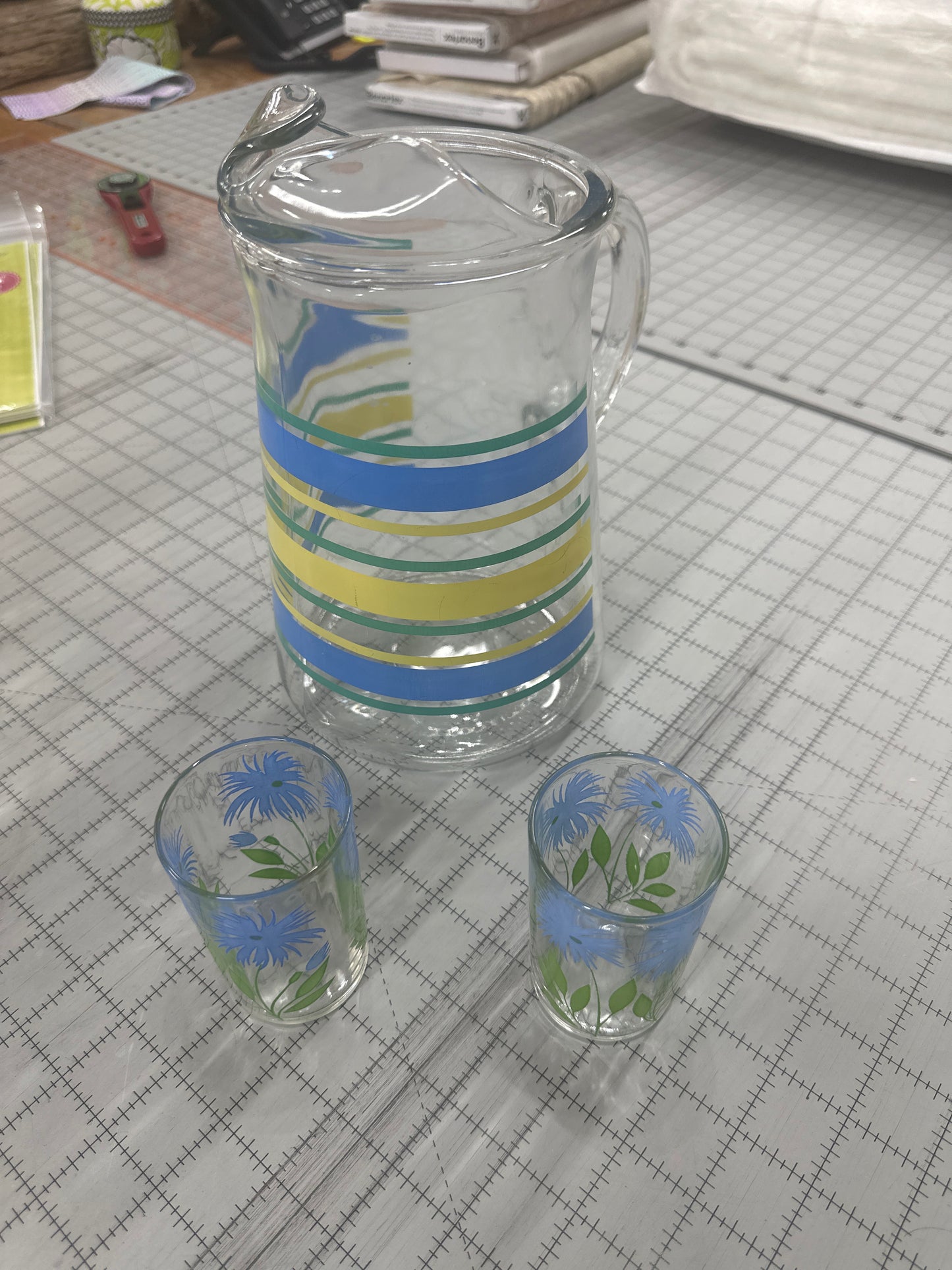 Vintage pitcher and 2 glasses