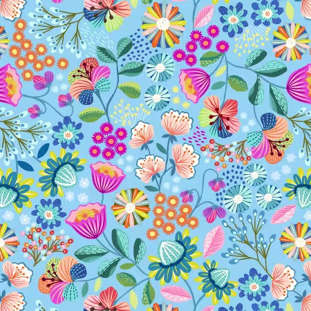 Creative landscapes flowers on blue