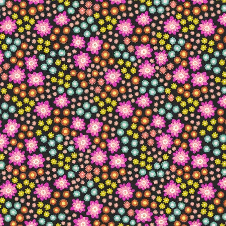 Dotty flowers on black
