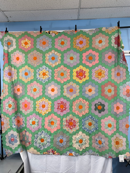 Grandmother’s Flower Garden Quilt Top