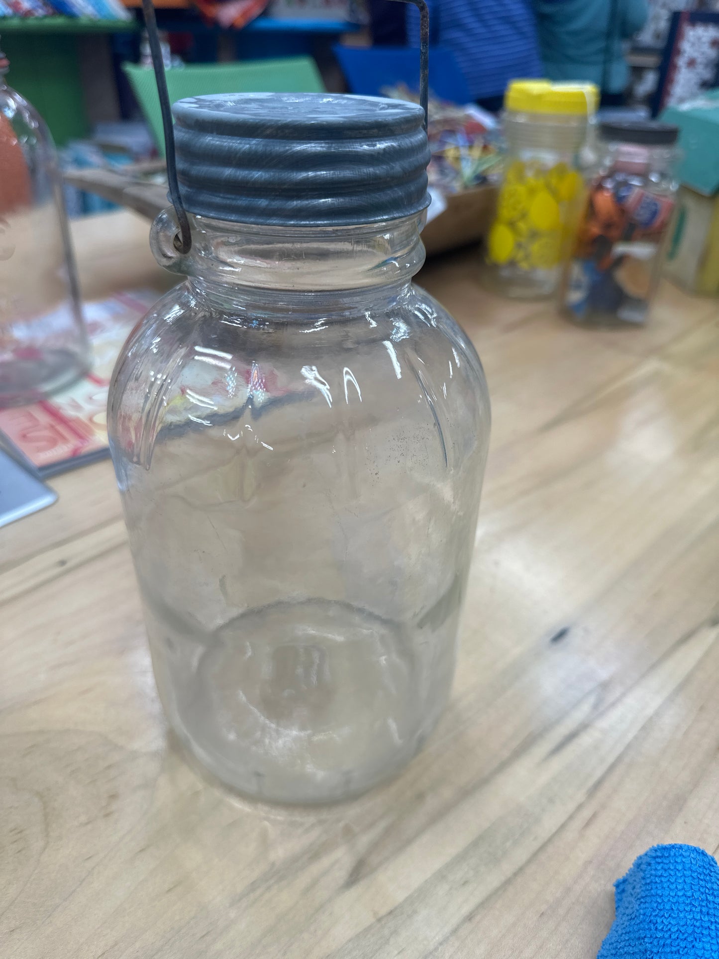 Vintage Wire Bale Handle Ball Canning Quart Jar Zinc Lid