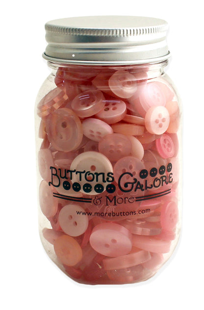 Button Mason Jar (Pink Grapefruit)