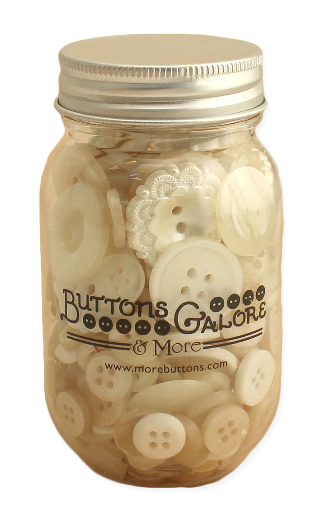 Button Mason Jar (Antique White)