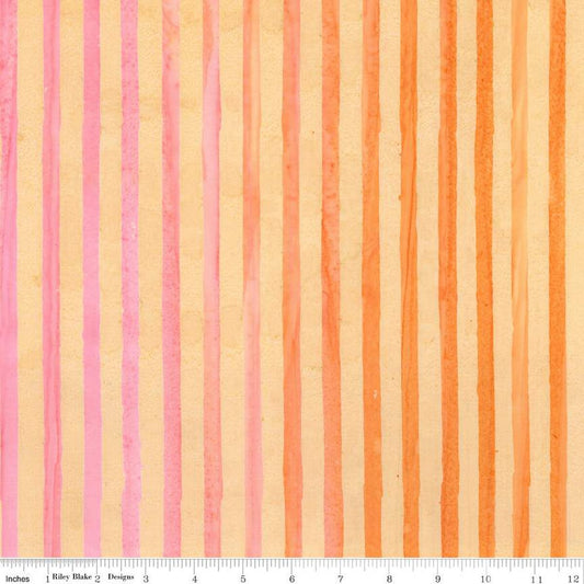 Expressions Batiks Elementals Get in Line Coral Fiesta