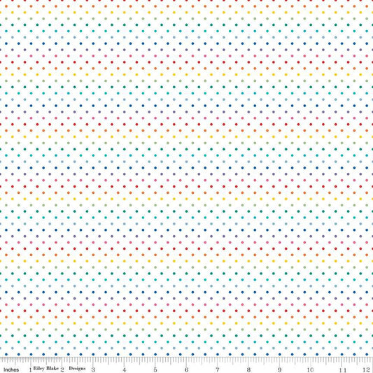 Swiss Dot on White Rainbow