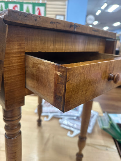 Antique tiger maple side table