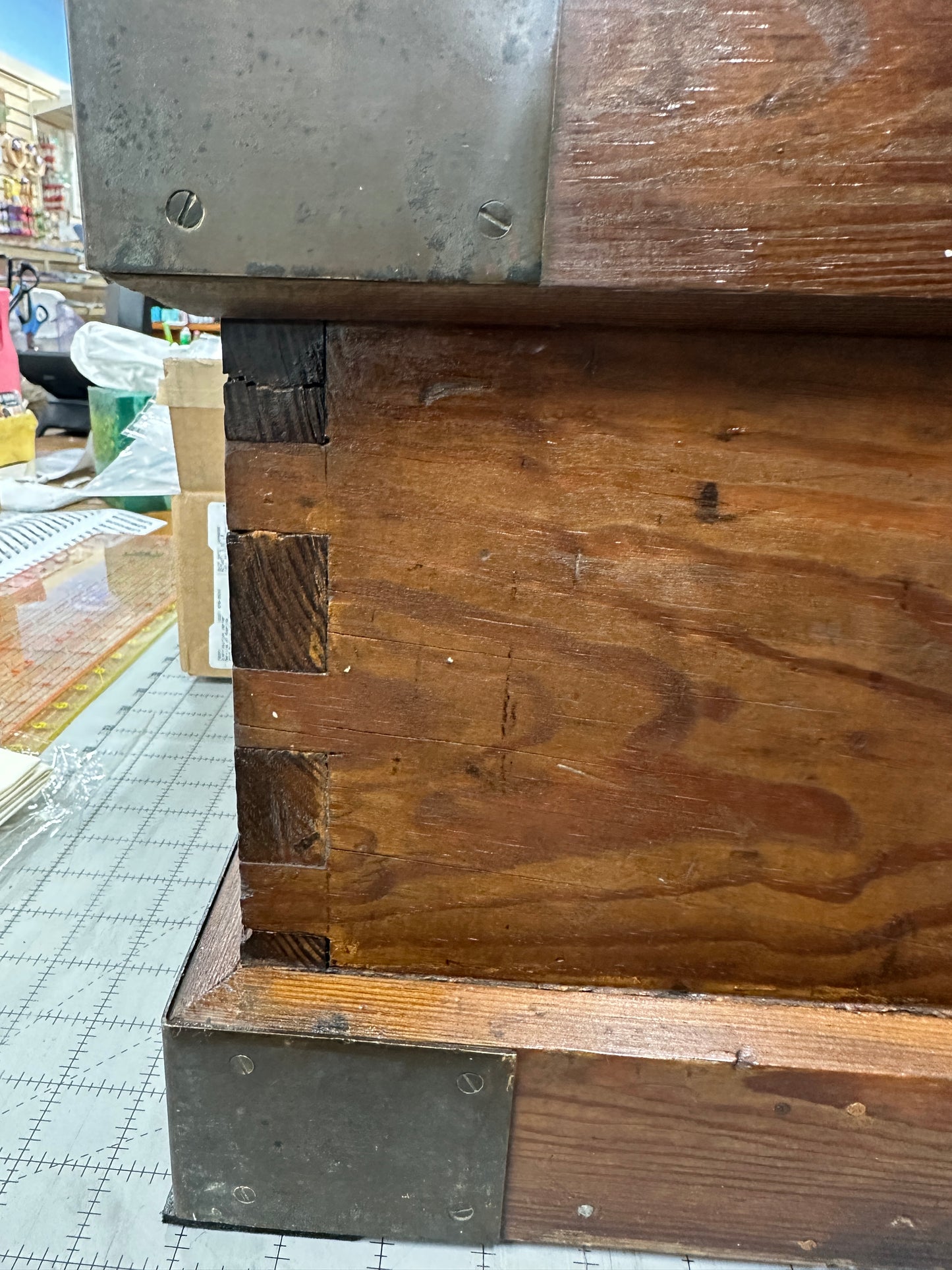 Vintage pine carpenters tool box