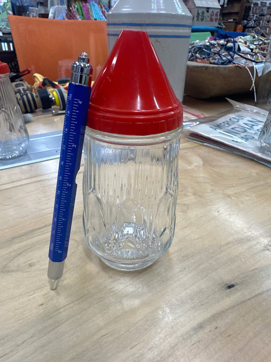 Vintage classic 1940s glass sugar dispenser - tilt-a-spoon feature