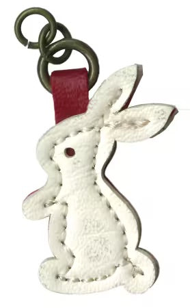 Zipper Charm Leather Like Bunny White