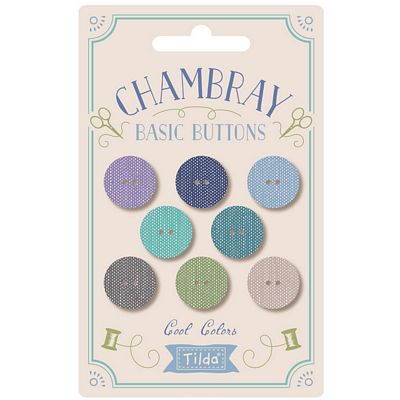 Tilda-Chambray Buttons (Cool-8pc)