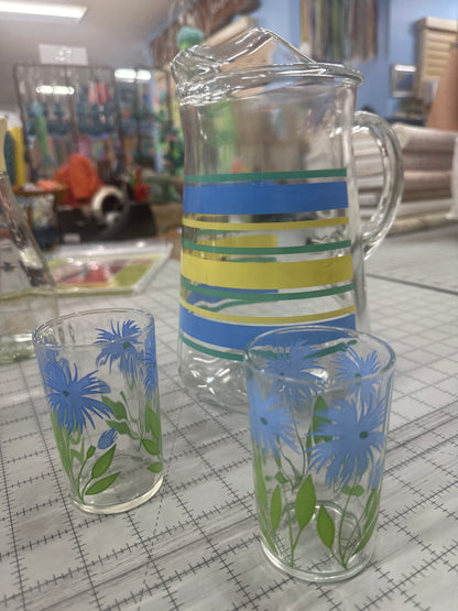 Vintage pitcher and 2 glasses