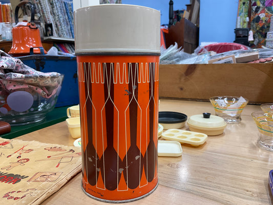 PINT Sized Vintage Thermos in Orange and brown