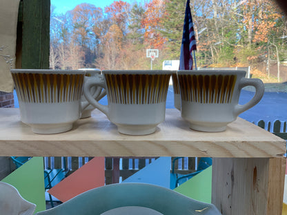 Set of Six Jackson Mid Century Modern Radiate Design Cups