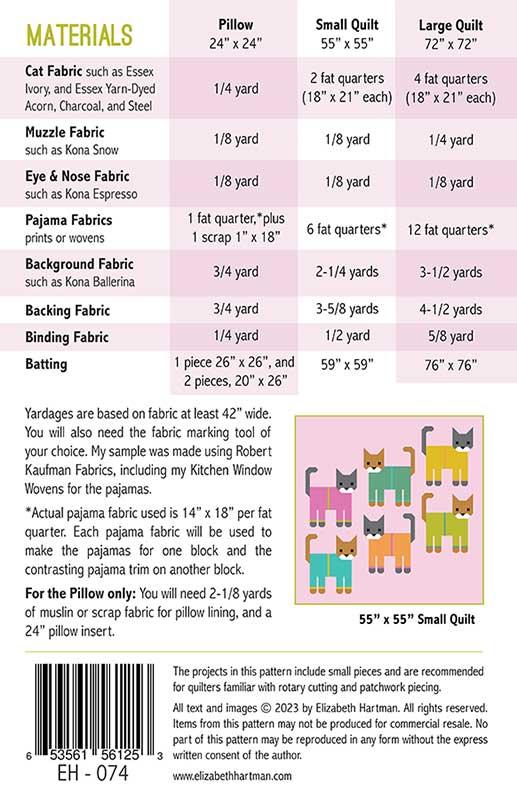 Cats in Pajamas Pattern