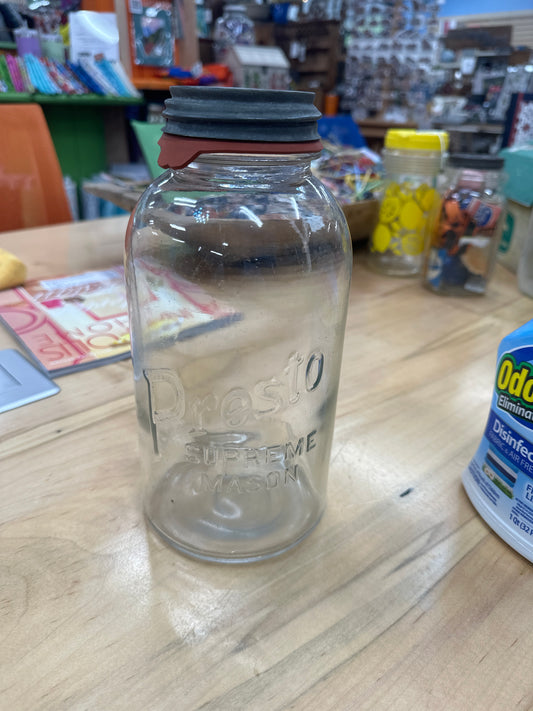 Vintage PRESTO SUPREME MASON JAR OWEN-ILLINOIS GLASS CO WITH ZINC LID 