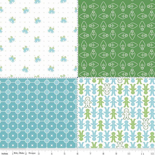 Cozy Christmas Fat Quarter Panel Green