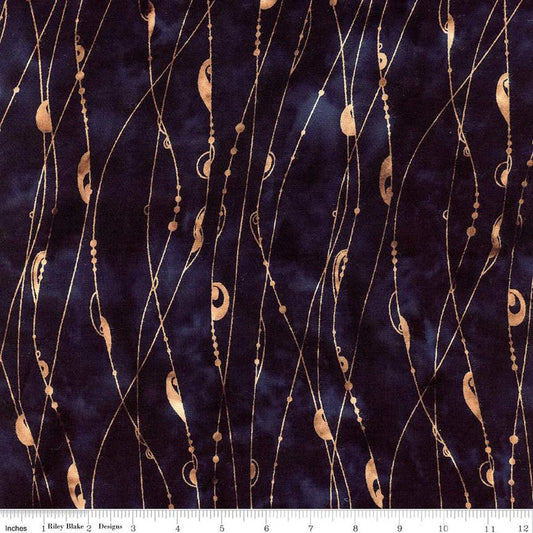 Batiks Rayon String Theory Black Bean