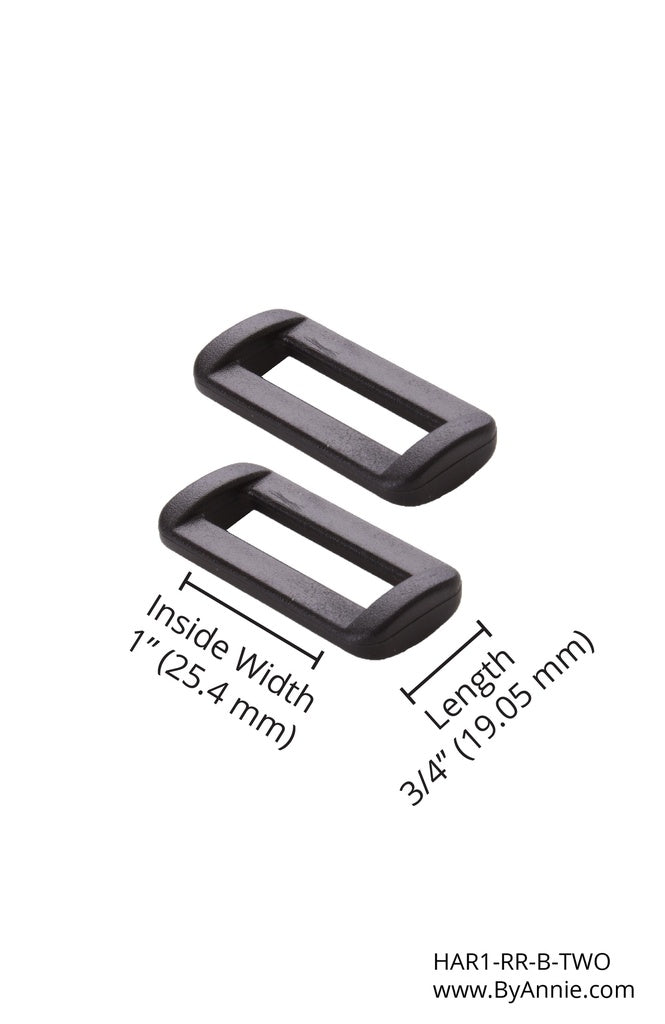 [HAR1-RR-B-TWO] Rectangle Ring - 1" - Set of Two (Black Plastic)