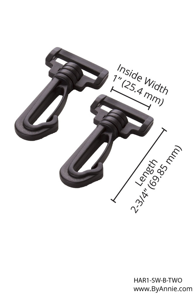 [HAR1-SW-B-TWO] Swivel Hook - 1" - Set of Two (Black Plastic)