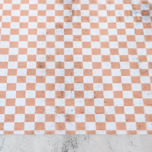 Sallie Tomato Clear Vinyl (Apricot Checkerboard)