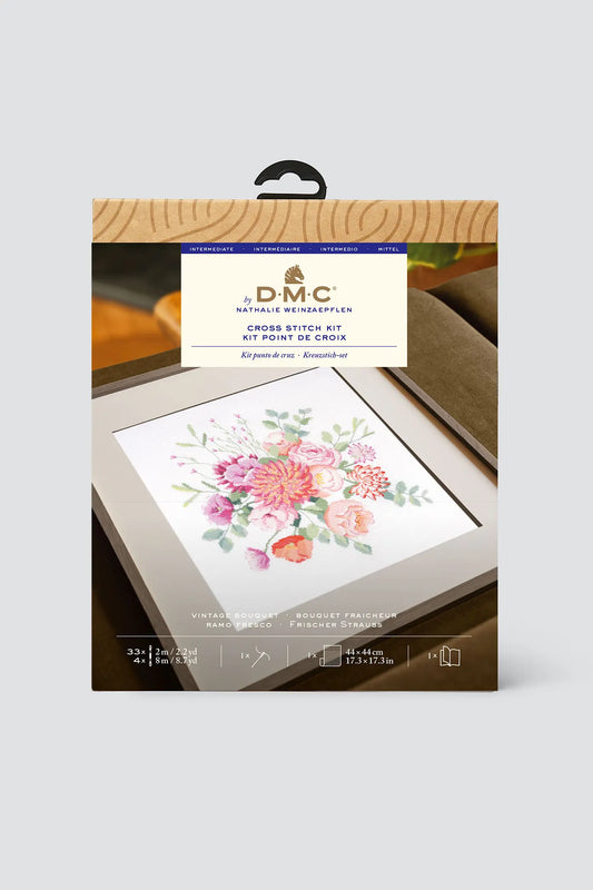 DMC Mindful Making Intermediate Cross Stitch Kit - Vintage Bouquet