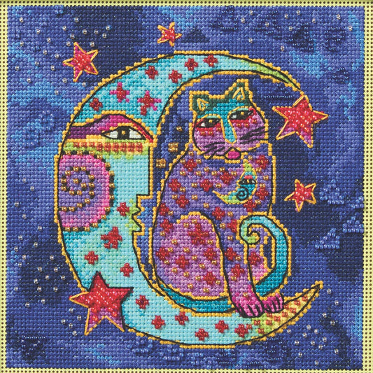 Laurel Burch Counted Cross Stitch Kit-Moonside Cat