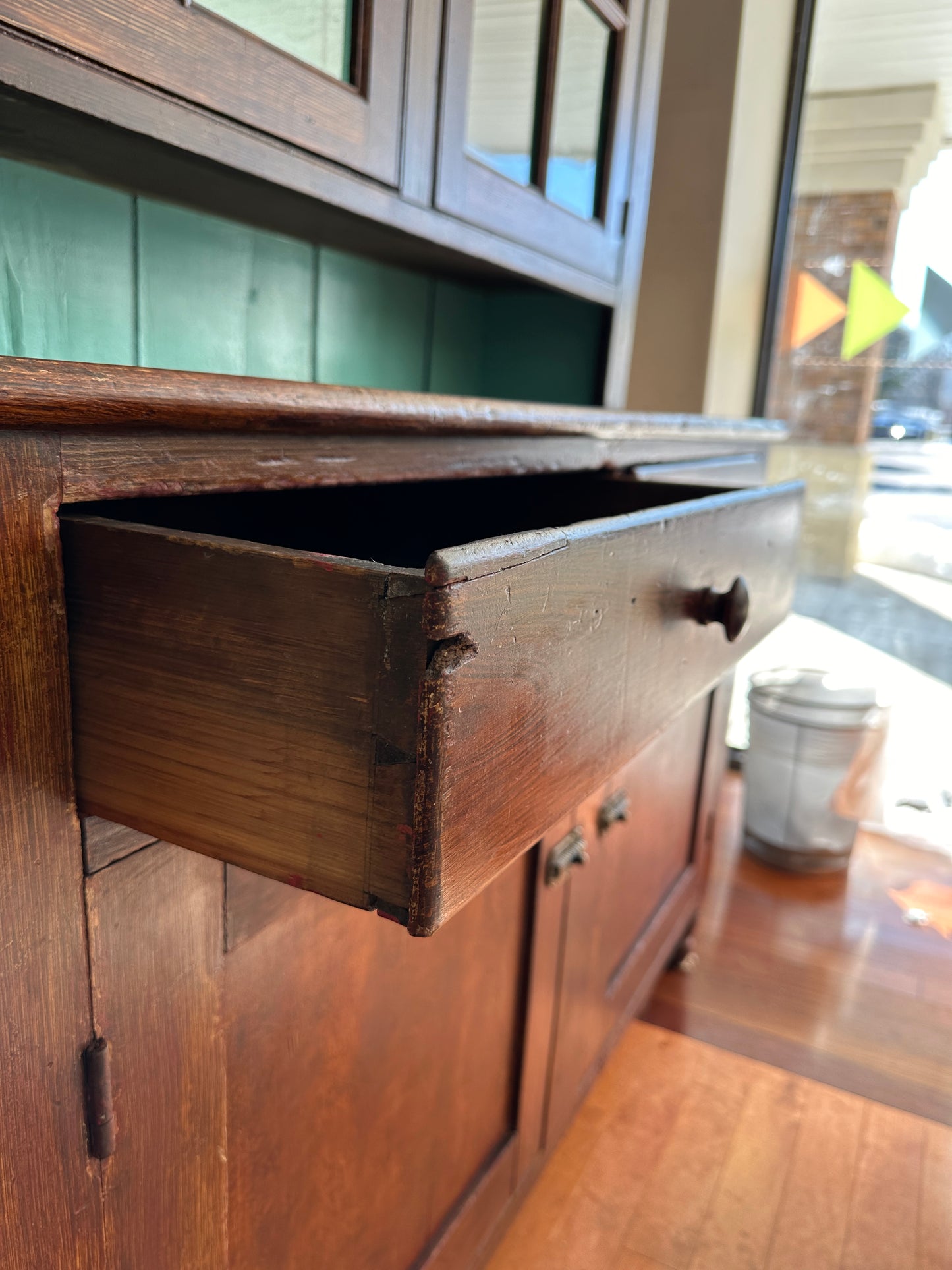 Antique grain painted cupboard