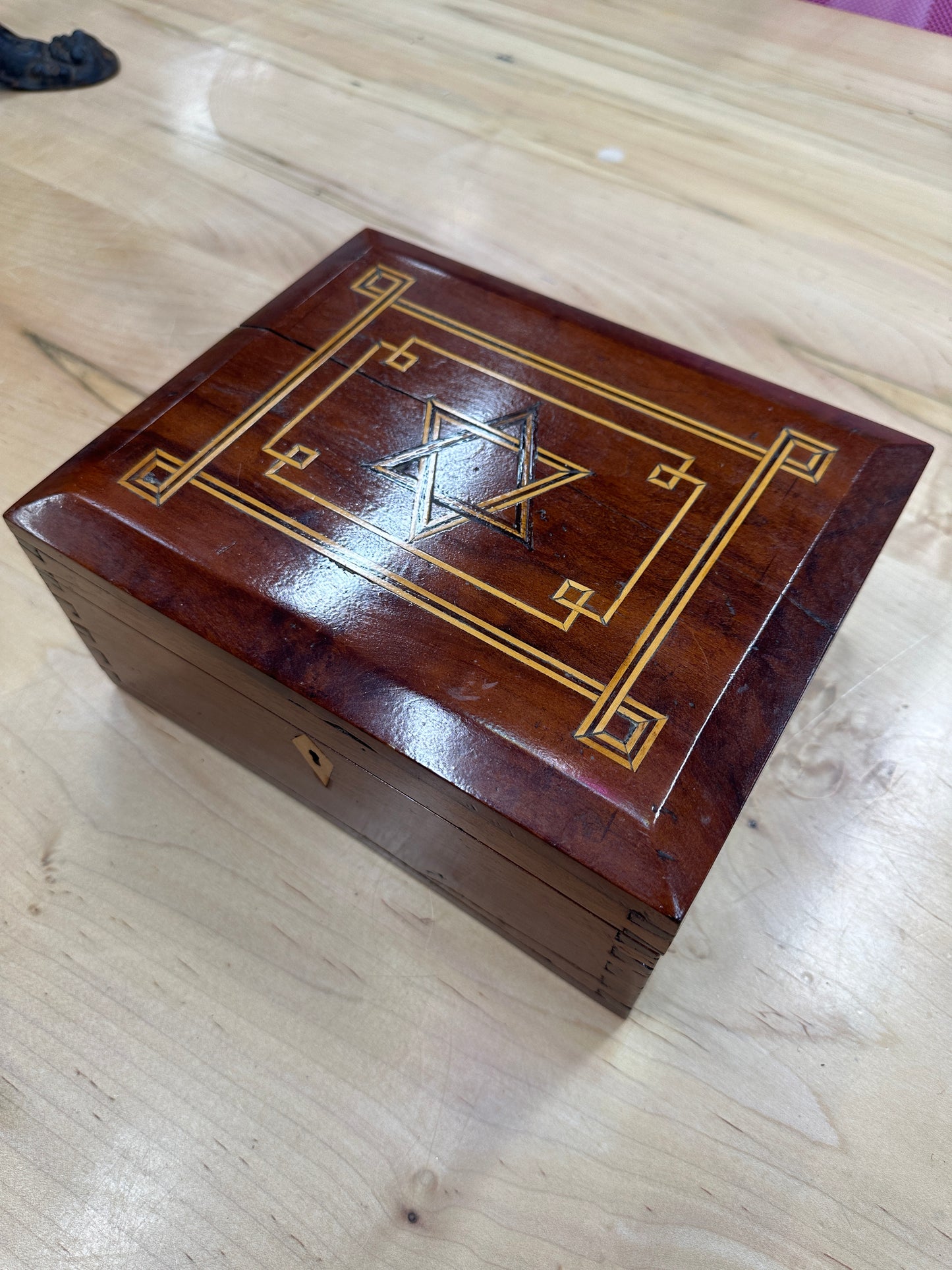 Antique folk art inlaid box