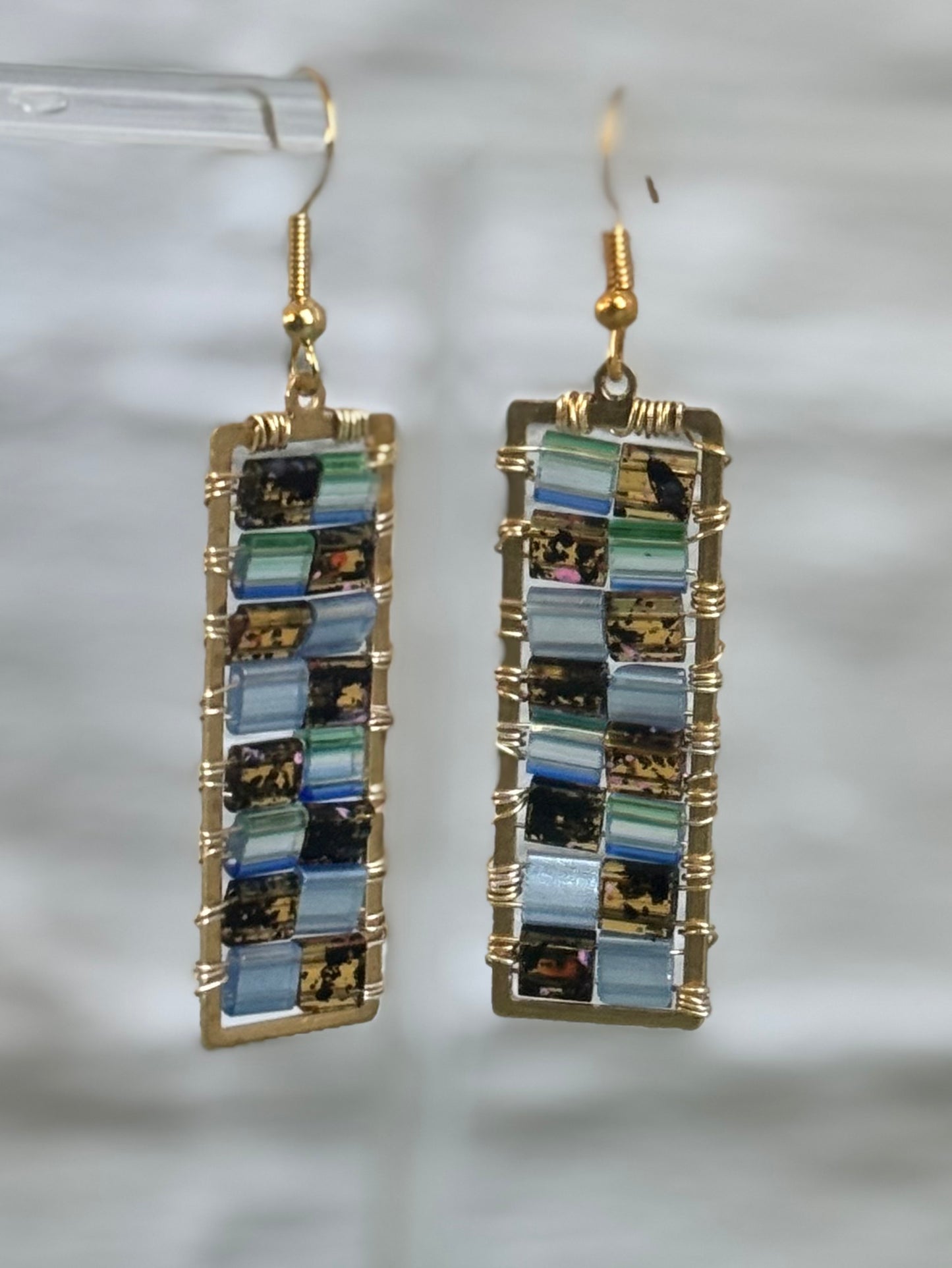 Woven Tile Bead Earrings