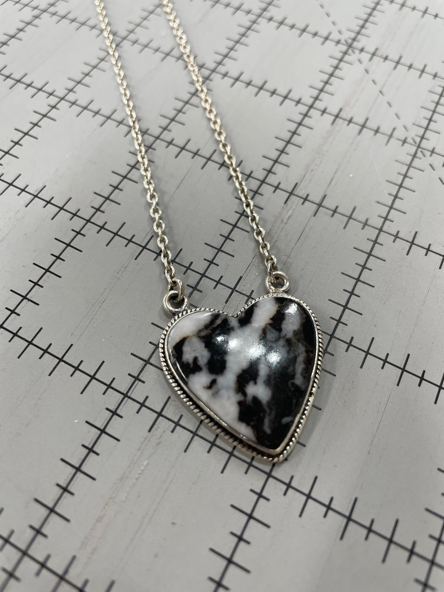 Sterling Silver Black Heart Pendant