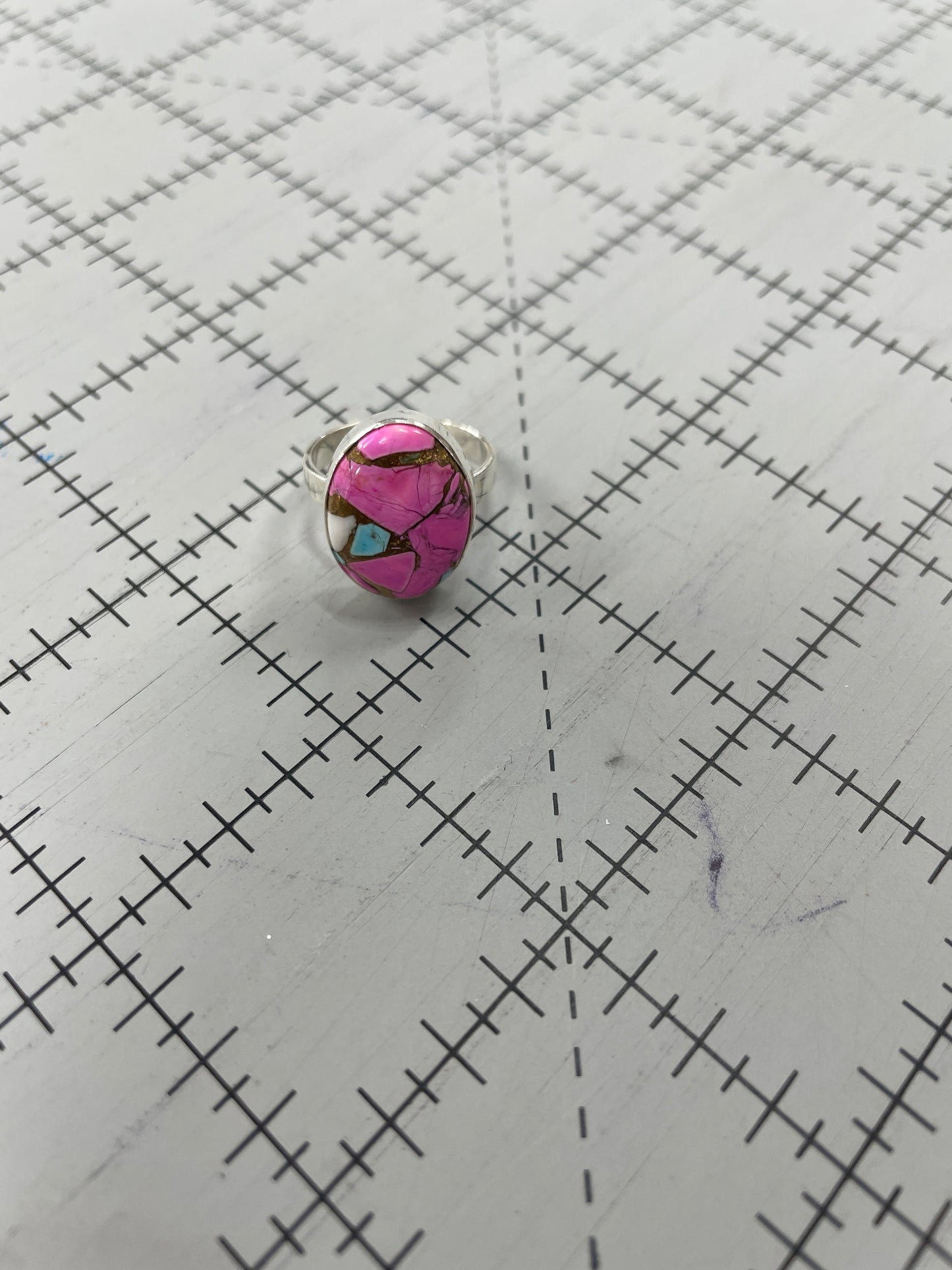 Pink Turquoise Sterling Silver Ring