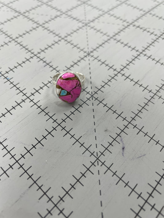 Pink Turquoise Sterling Silver Ring