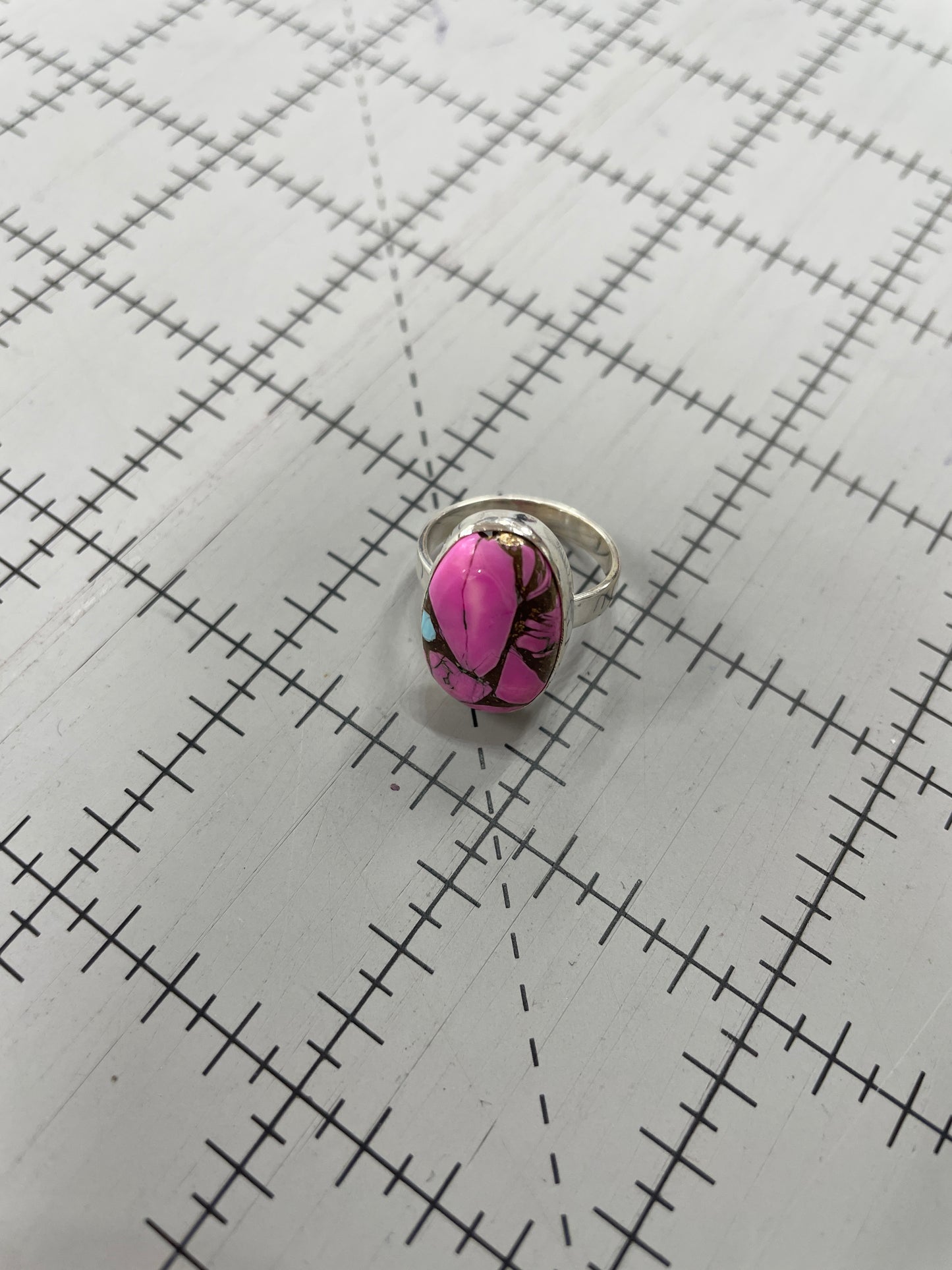 Pink Turquoise Sterling Silver Ring