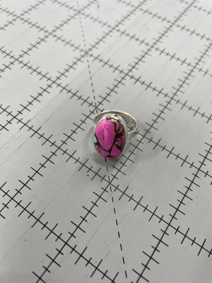 Pink Turquoise Sterling Silver Ring