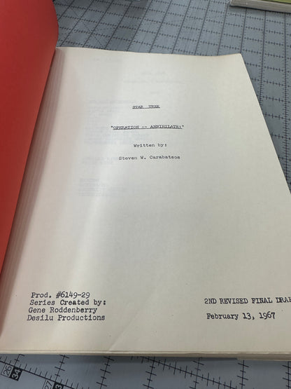 Vintage Star Trek Script (Operation - Annihilate) - TV