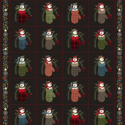 Flannel Snowman Blocks-Black