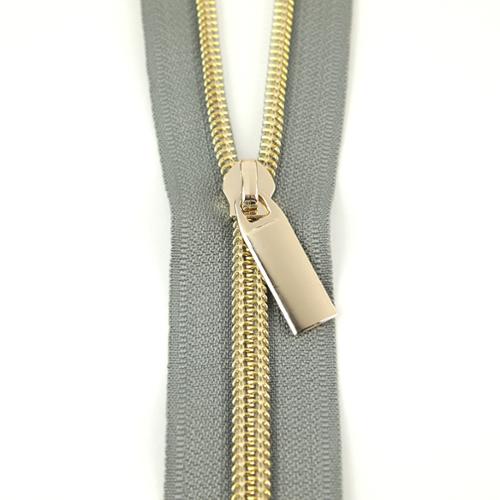 Zipper Grey/Gold 9 Pulls/3yds