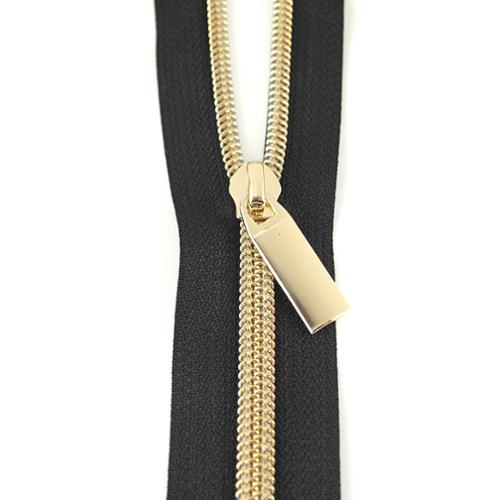 Zipper Black/Gold 9 Pulls/3yds