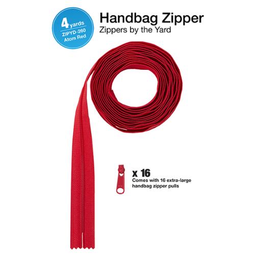 Zipper 4yds with Pulls Atom Red