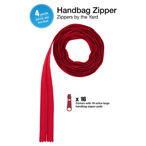 Zipper 4yds with Pulls Hot Red